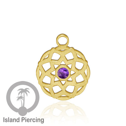 Liontin perhiasan stainless, steel body jewelry charm, Liontin anting dan gelang warna gold.