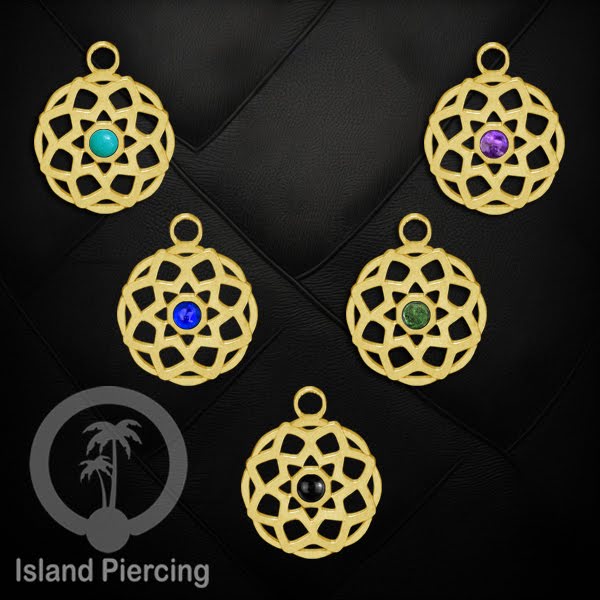 Liontin perhiasan stainless, steel body jewelry charm, Liontin anting dan gelang warna gold.
