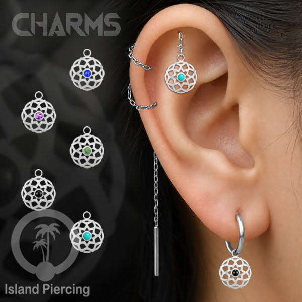 Liontin perhiasan stainless, pesona perhiasan tubuh baja, Liontin anting dan gelang warna silver.