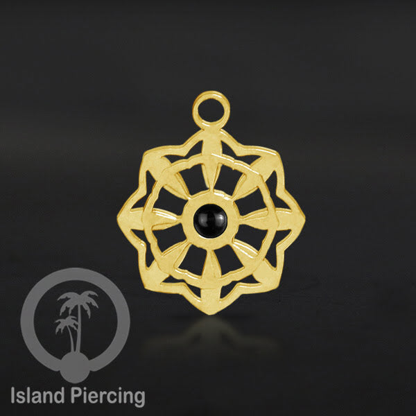 Liontin perhiasan tindik stainless warna gold, Body Jewelry charm, dengan kristal dan epoxy.