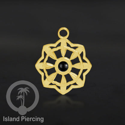 Liontin perhiasan tindik stainless warna gold, Body Jewelry charm, dengan kristal dan epoxy.