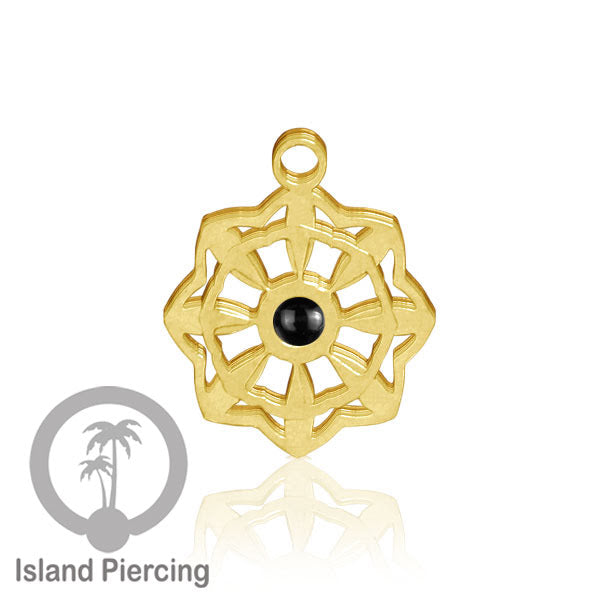 Liontin perhiasan tindik stainless warna gold, Body Jewelry charm, dengan kristal dan epoxy.