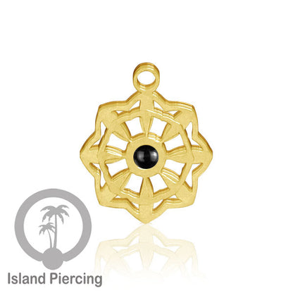 Liontin perhiasan tindik stainless warna gold, Body Jewelry charm, dengan kristal dan epoxy.