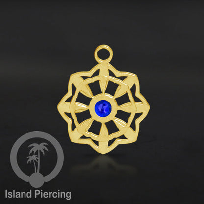 Liontin perhiasan tindik stainless warna gold, Body Jewelry charm, dengan kristal dan epoxy.
