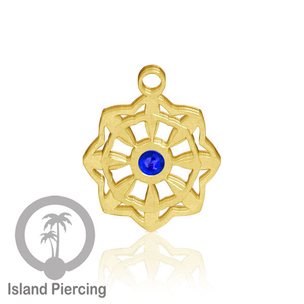 Liontin perhiasan tindik stainless warna gold, Body Jewelry charm, dengan kristal dan epoxy.