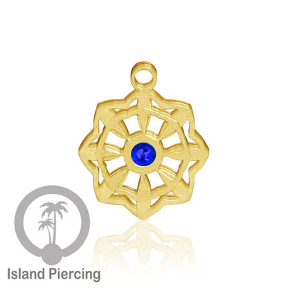 Liontin perhiasan tindik stainless warna gold, Body Jewelry charm, dengan kristal dan epoxy.