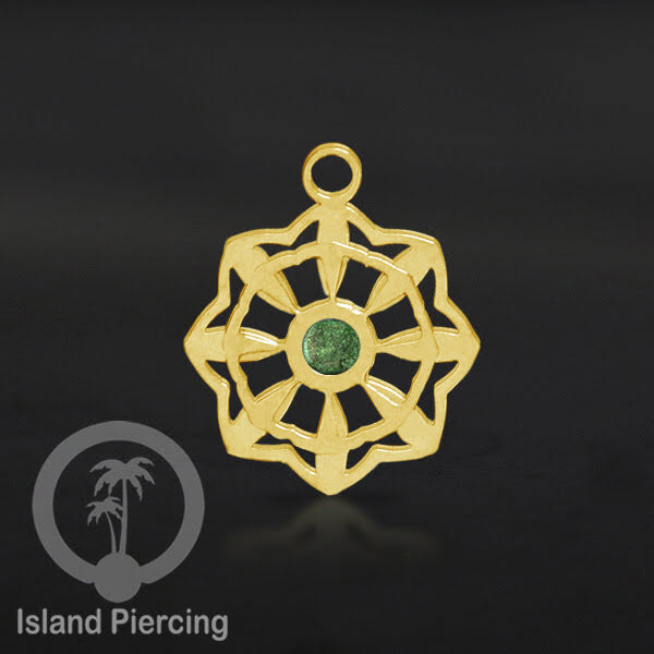 Liontin perhiasan tindik stainless warna gold, Body Jewelry charm, dengan kristal dan epoxy.