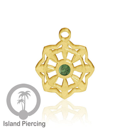 Liontin perhiasan tindik stainless warna gold, Body Jewelry charm, dengan kristal dan epoxy.
