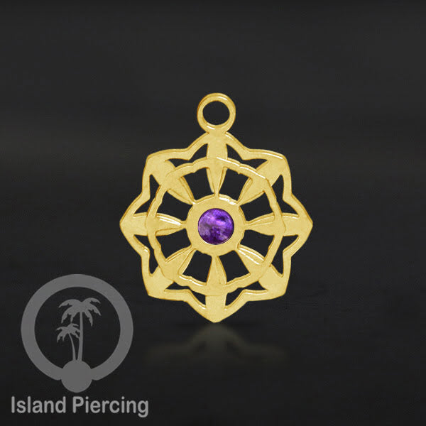 Liontin perhiasan tindik stainless warna gold, Body Jewelry charm, dengan kristal dan epoxy.