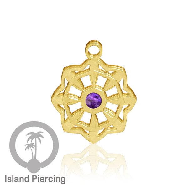 Liontin perhiasan tindik stainless warna gold, Body Jewelry charm, dengan kristal dan epoxy.