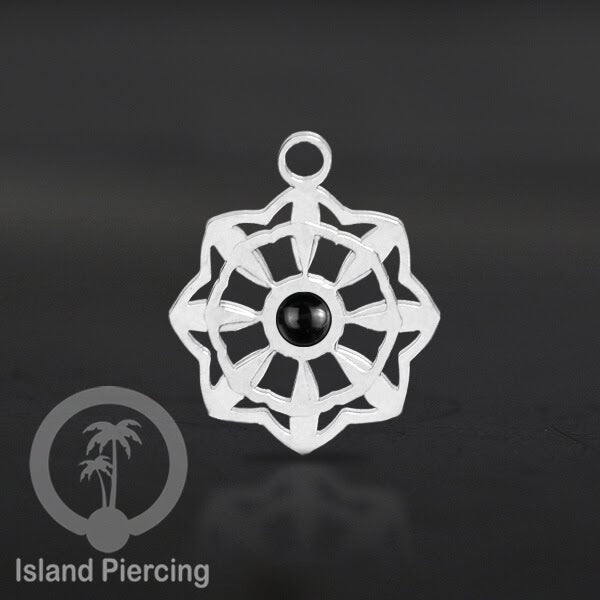 Liontin perhiasan tindik stainless warna silver, Body Jewelry charm, dengan kristal dan epoxy.