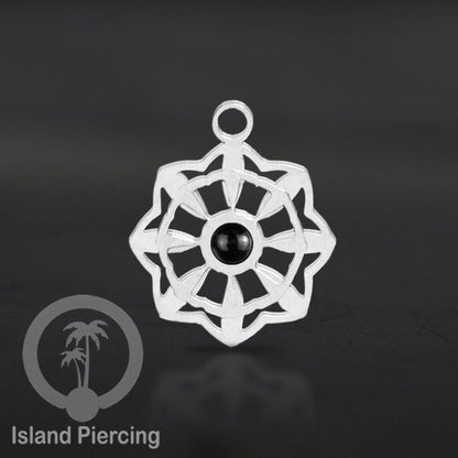 Liontin perhiasan tindik stainless warna silver, Body Jewelry charm, dengan kristal dan epoxy.