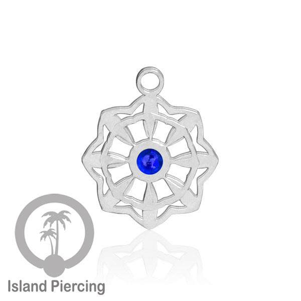 Liontin perhiasan tindik stainless warna silver, Body Jewelry charm, dengan kristal dan epoxy.