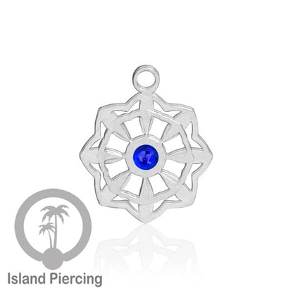 Liontin perhiasan tindik stainless warna silver, Body Jewelry charm, dengan kristal dan epoxy.