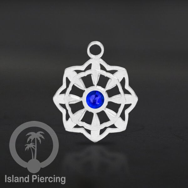 Liontin perhiasan tindik stainless warna silver, Body Jewelry charm, dengan kristal dan epoxy.