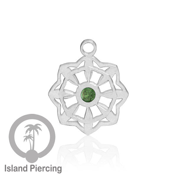 Liontin perhiasan tindik stainless warna silver, Body Jewelry charm, dengan kristal dan epoxy.