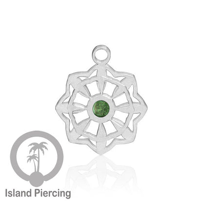 Liontin perhiasan tindik stainless warna silver, Body Jewelry charm, dengan kristal dan epoxy.