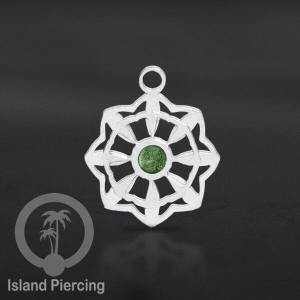 Liontin perhiasan tindik stainless warna silver, Body Jewelry charm, dengan kristal dan epoxy.