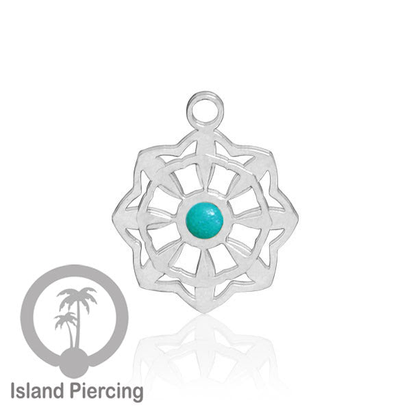 Liontin perhiasan tindik stainless warna silver, Body Jewelry charm, dengan kristal dan epoxy.