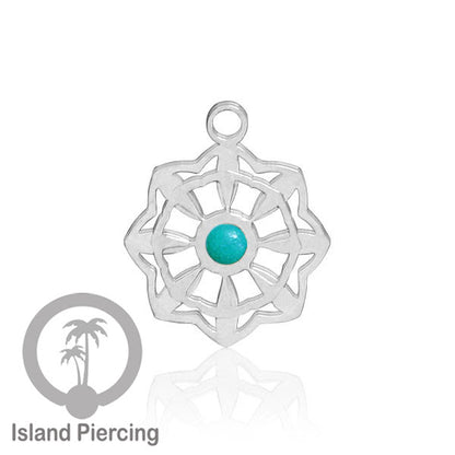 Liontin perhiasan tindik stainless warna silver, Body Jewelry charm, dengan kristal dan epoxy.