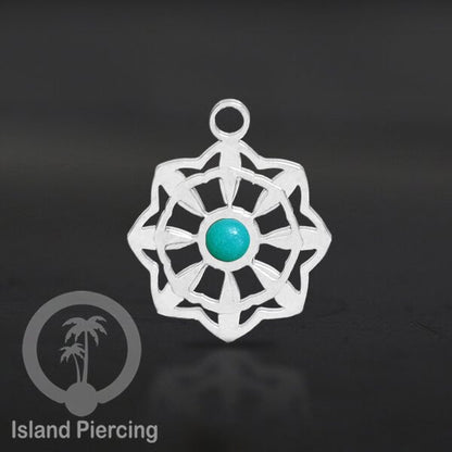 Liontin perhiasan tindik stainless warna silver, Body Jewelry charm, dengan kristal dan epoxy.