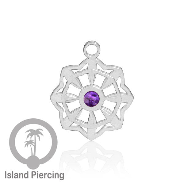 Liontin perhiasan tindik stainless warna silver, Body Jewelry charm, dengan kristal dan epoxy.