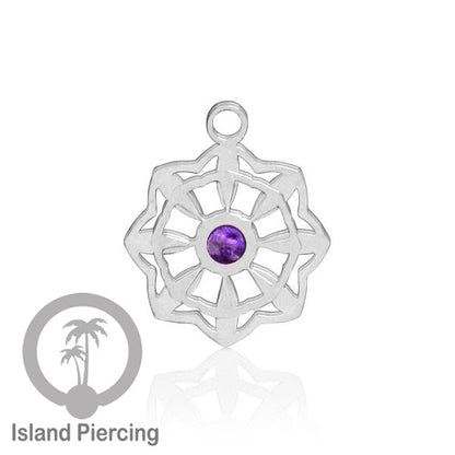 Liontin perhiasan tindik stainless warna silver, Body Jewelry charm, dengan kristal dan epoxy.