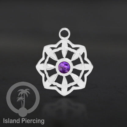 Liontin perhiasan tindik stainless warna silver, Body Jewelry charm, dengan kristal dan epoxy.