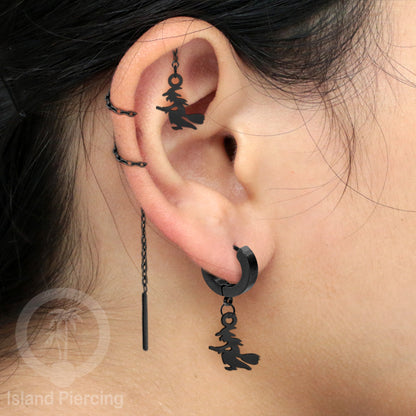 Pesona Perhiasan Tubuh Stainless Liotin model Halloween Perhiasan Gotik warna hitam, tengkorak sihir peti...