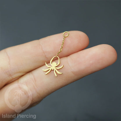 Body Jewelry Charm Stainless Liotin model Halloween Gothic jewelry warna gold, tengkorak sihir peti...