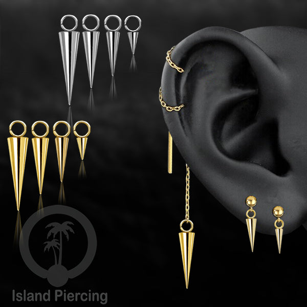 Body jewelry charm sebagai spike, yang bisa di pakai untuk dekorasi model lain seperti tragusm helix dan segment ring, steel charm.