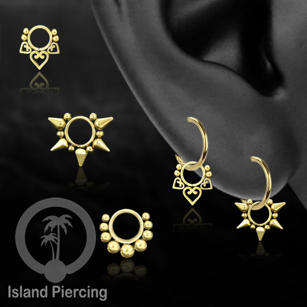 Piercing Charm Liotin Stainless warna silver &amp; gold yang tertutup khusus Stacking ring model segment ring yang di pasang banyak.