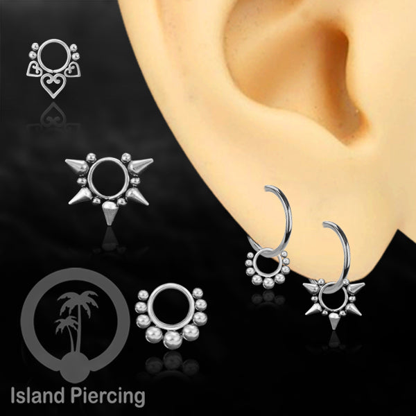 Piercing Charm Liotin Stainless warna silver &amp; gold yang tertutup khusus Stacking ring model segment ring yang di pasang banyak.