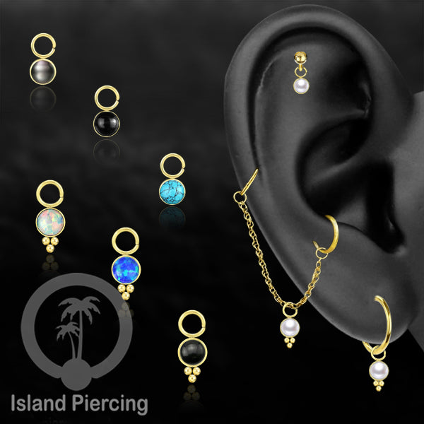 Piercing Charm yang Liotin Stainless manis warna gold dengan batu kecil pilihan warna