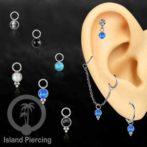 Piercing Charm yang Liotin Stainless manis warna silver dengan batu kecil pilihan warna