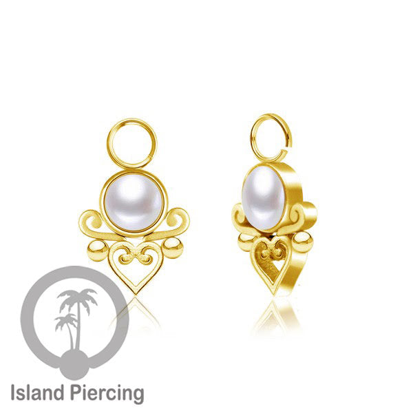 Piercing Charm yang Liotin Stainless manis warna gold dekorasi hati kecil dan batu berwarna