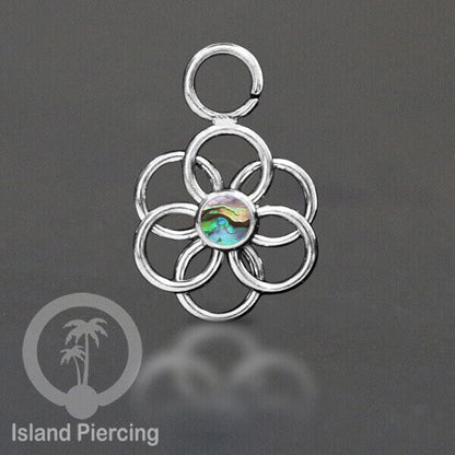 Piercing Charm yang Liotin Stainless bentuk flower of Life dengan batu kecil