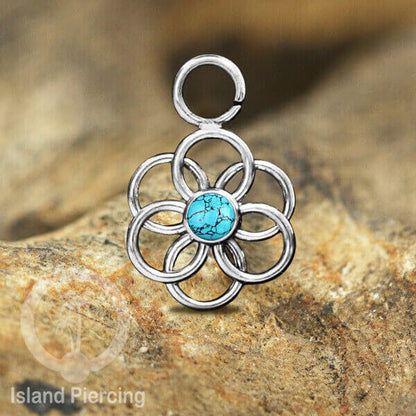 Piercing Charm yang Liotin Stainless bentuk flower of Life dengan batu kecil