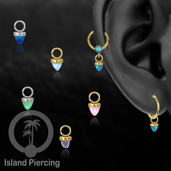 Piercing Charm yang Liotin Stainless kecil warna emas dan silver dengan batu bentuk peluru