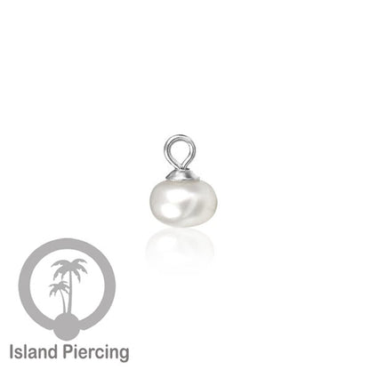 Body Jewelry Charm stainless liontin mutiara putih asli dengan gantungan warna gold dan silver