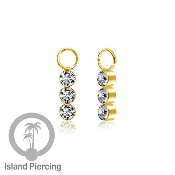 Koleksi Charm yang Liotin Piercing Stainless warna gold sangat lux dengan Kristal Zircon