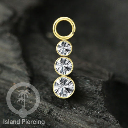 Koleksi Charm yang Liotin Piercing Stainless warna gold sangat lux dengan Kristal Zircon