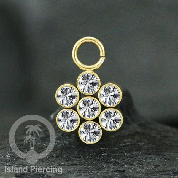 Koleksi Charm yang Liotin Piercing Stainless warna gold sangat lux dengan Kristal Zircon