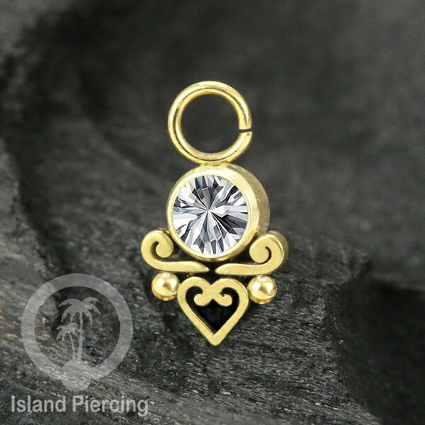 Koleksi Charm yang Liotin Piercing Stainless warna gold sangat lux dengan Kristal Zircon