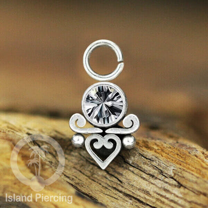 Koleksi Charm yang Liotin Piercing Stainless warna silver sangat lux dengan Kristal Zircon