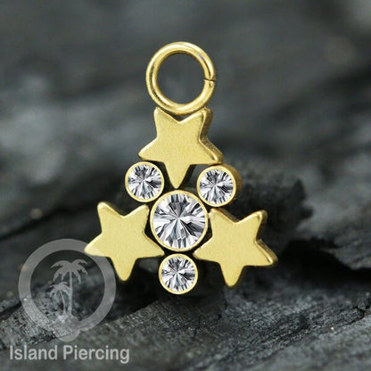 Koleksi Charm yang Liotin Piercing Stainless warna gold sangat lux dengan Kristal Zircon