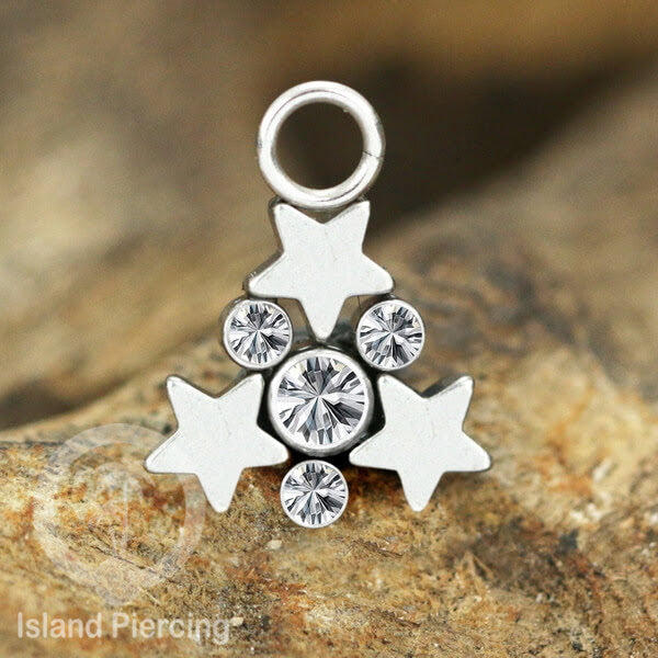 Koleksi Charm yang Liotin Piercing Stainless warna silver sangat lux dengan Kristal Zircon