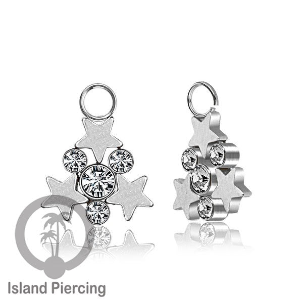 Koleksi Charm yang Liotin Piercing Stainless warna silver sangat lux dengan Kristal Zircon