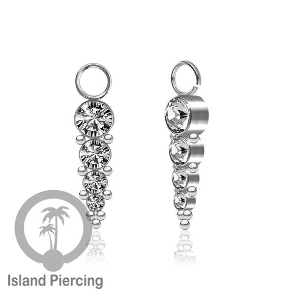 Koleksi Charm yang Liotin Piercing Stainless warna silver sangat lux dengan Kristal Zircon