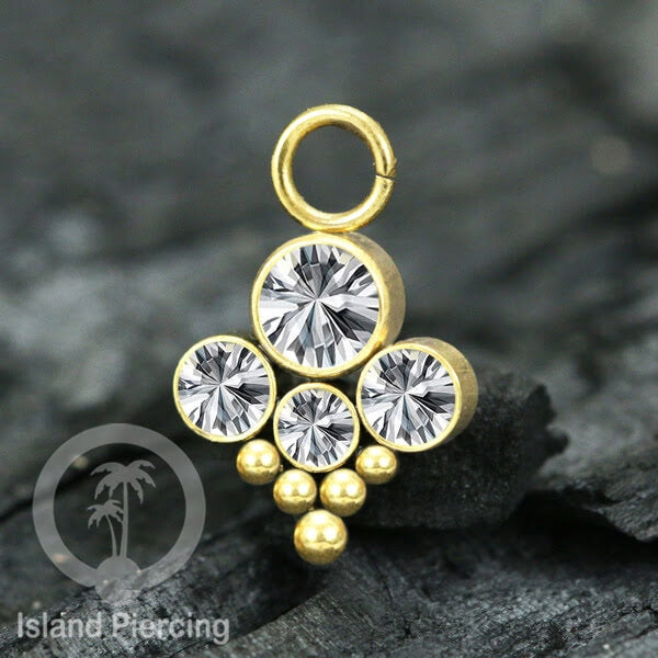 Koleksi Charm yang Liotin Piercing Stainless warna gold sangat lux dengan Kristal Zircon